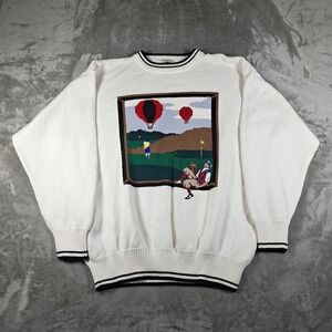Vintage Cotton Traders Sweater Mens XL Golf Hot Air Balloon Sport Pullover 90s